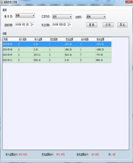 系统收支汇总表