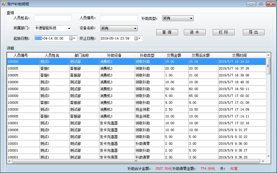 账户补助明细