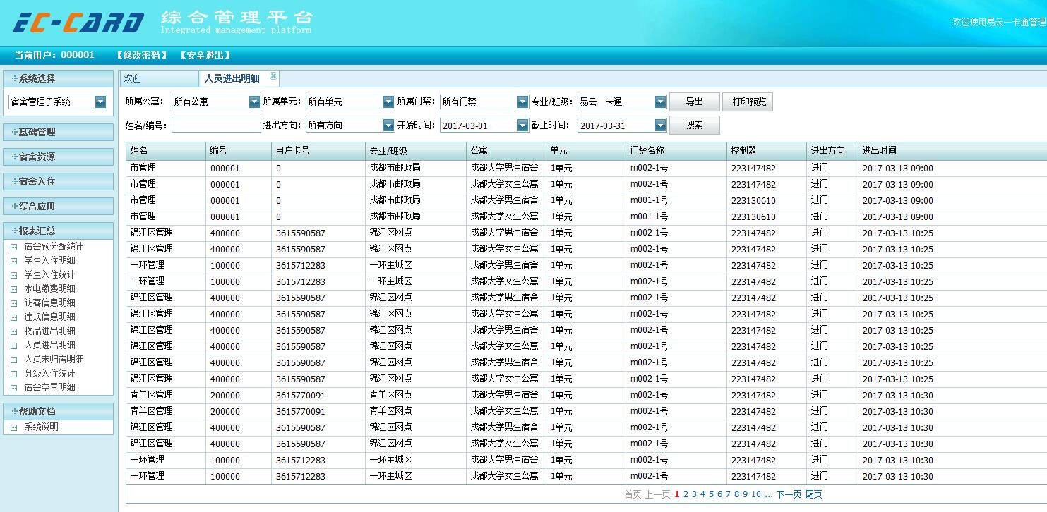 人员进出明细