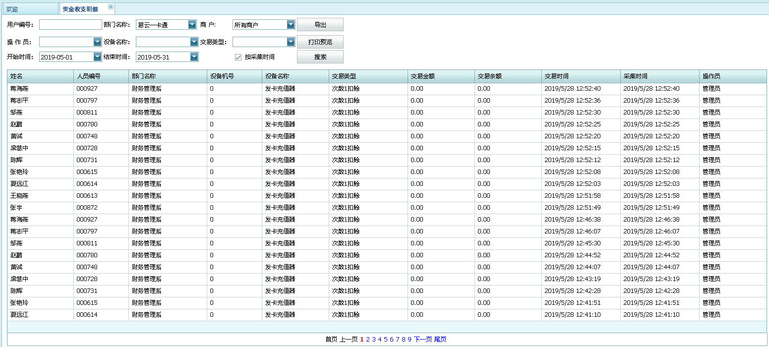 资金收支明细